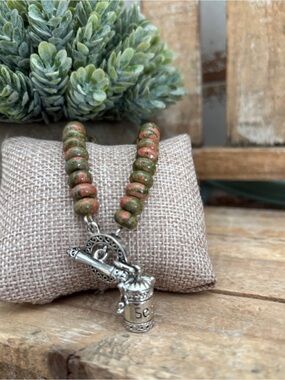 Alexa’s Angels Unakite stone Lockable Prayer Box Charm Bracelet NEW!